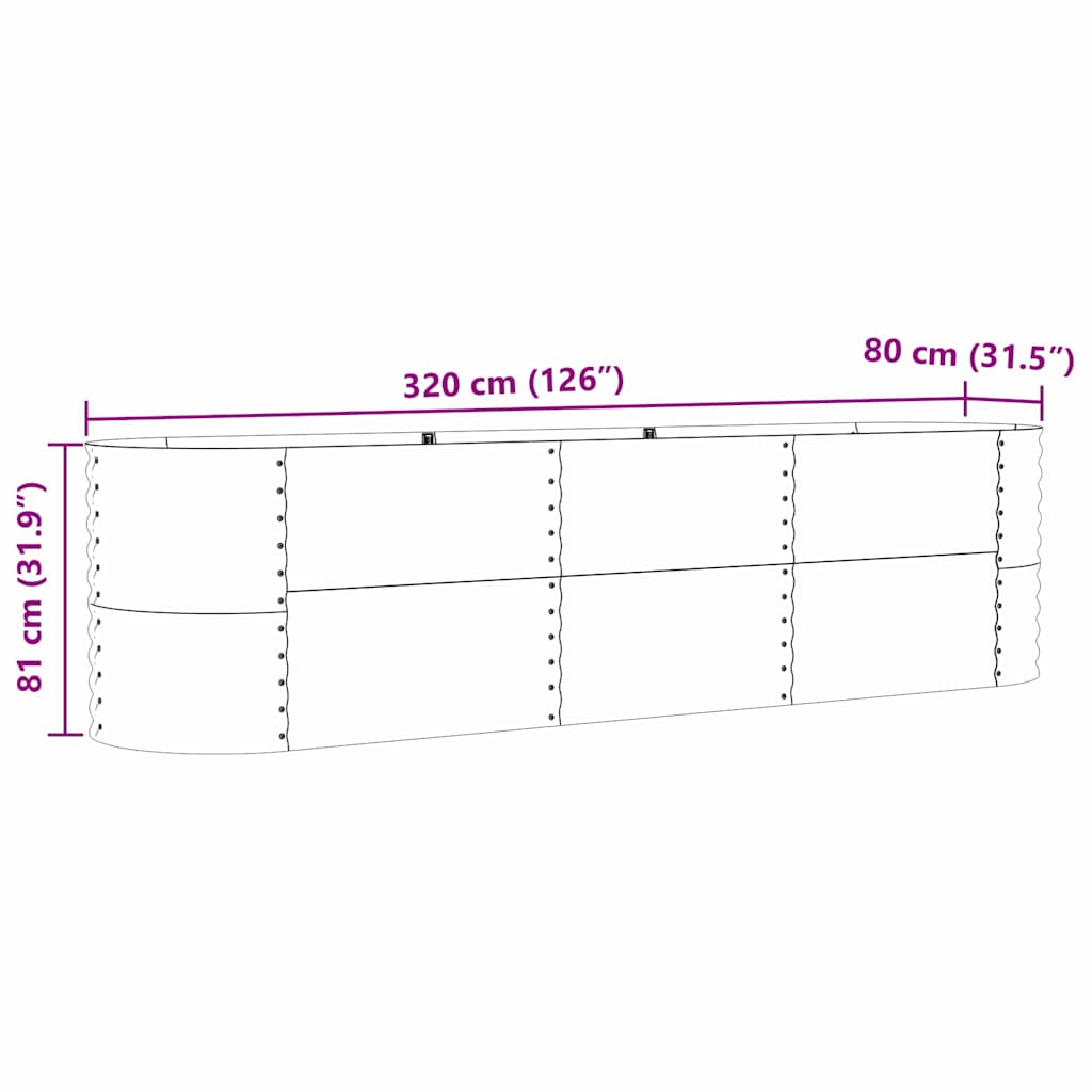 Hochbeet Grün 320 x 80 x 81 cm Stahl