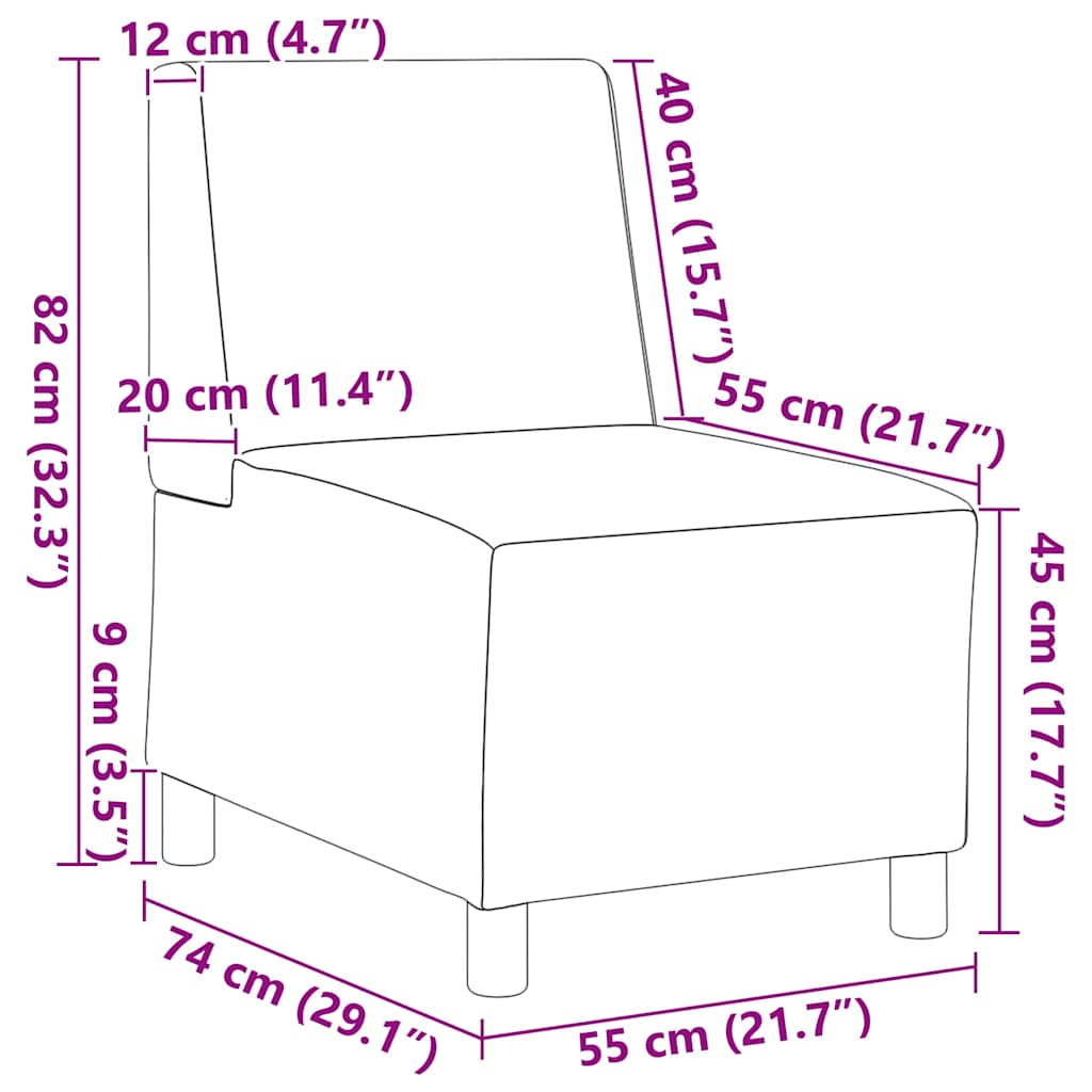 Modulares Armfreies Sofa 2 pcs Hellgrau 55 x 74 x 82 cm Samt