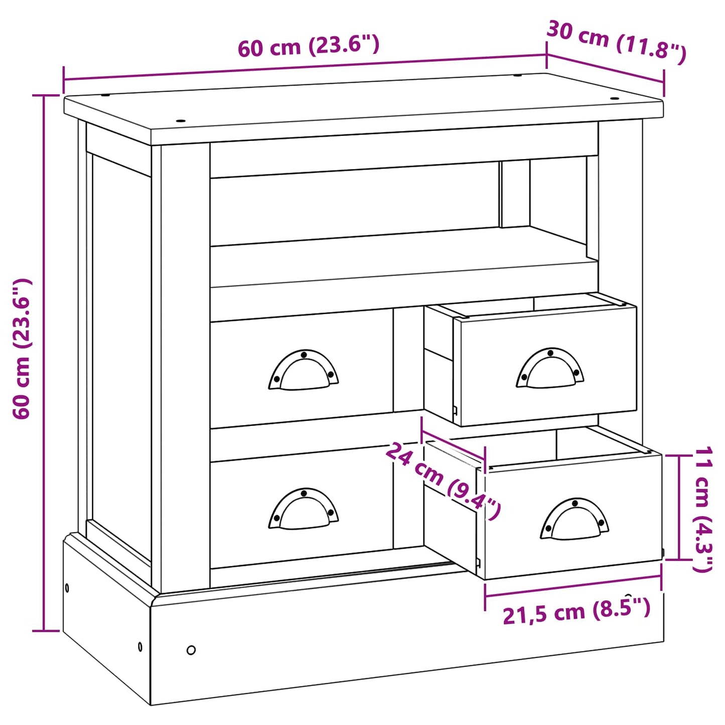 Aufbewahrungsschrank Natur 60 x 30 x 60 cm Massivholz Teak