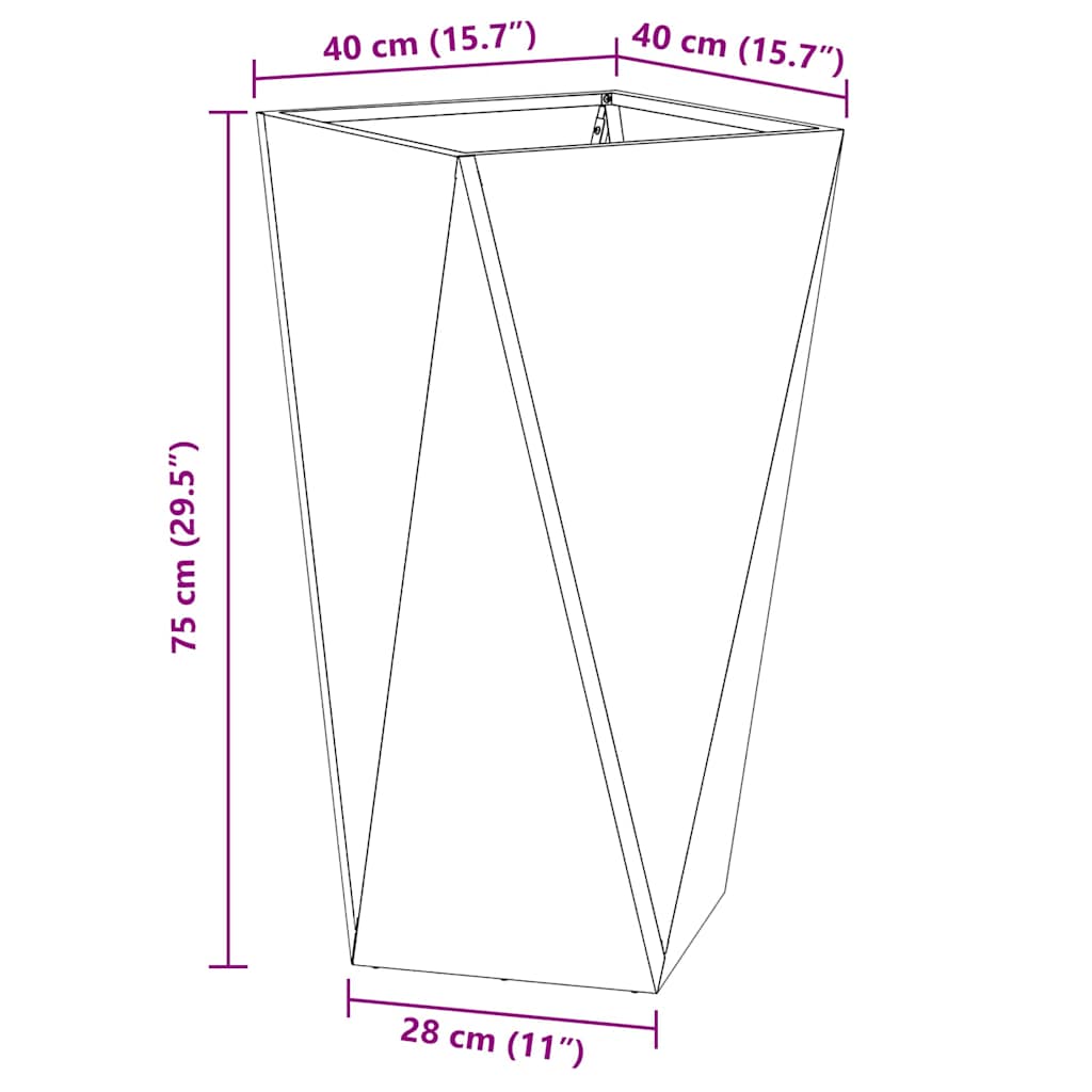 Pflanzkübel 2 pcs Olive Grün 40 x 40 x 75 cm Stahl
