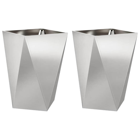 Pflanzkübel 2 pcs Silber 50 x 50 x 75 cm Edelstahl