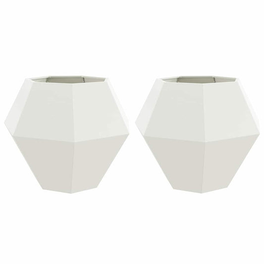 Pflanzkübel 2 pcs Weiß 100 x 100 x 80 cm Stahl