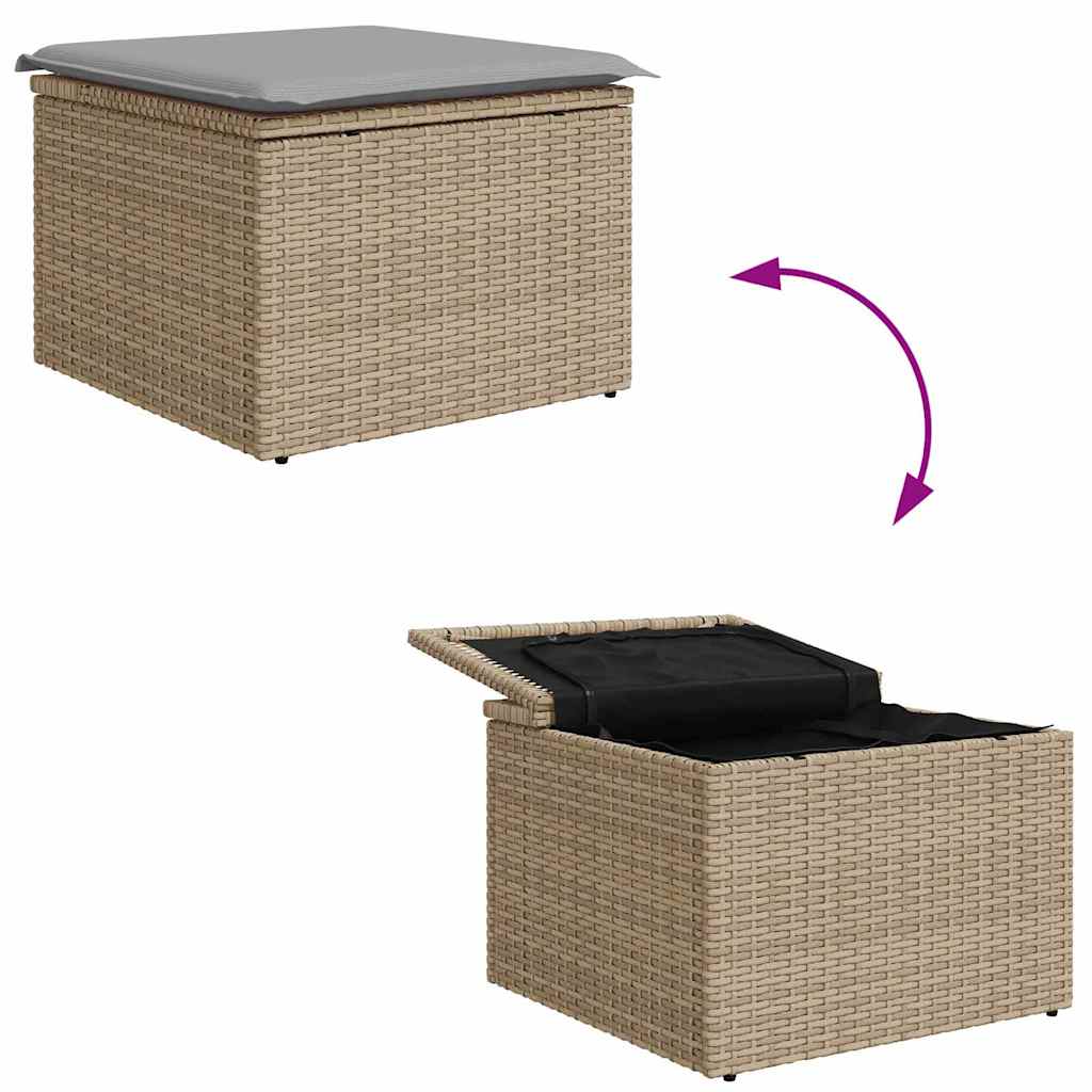 Sofa Set mit Kissen 6 pcs Beige und Hellgrau Poly-Rattan