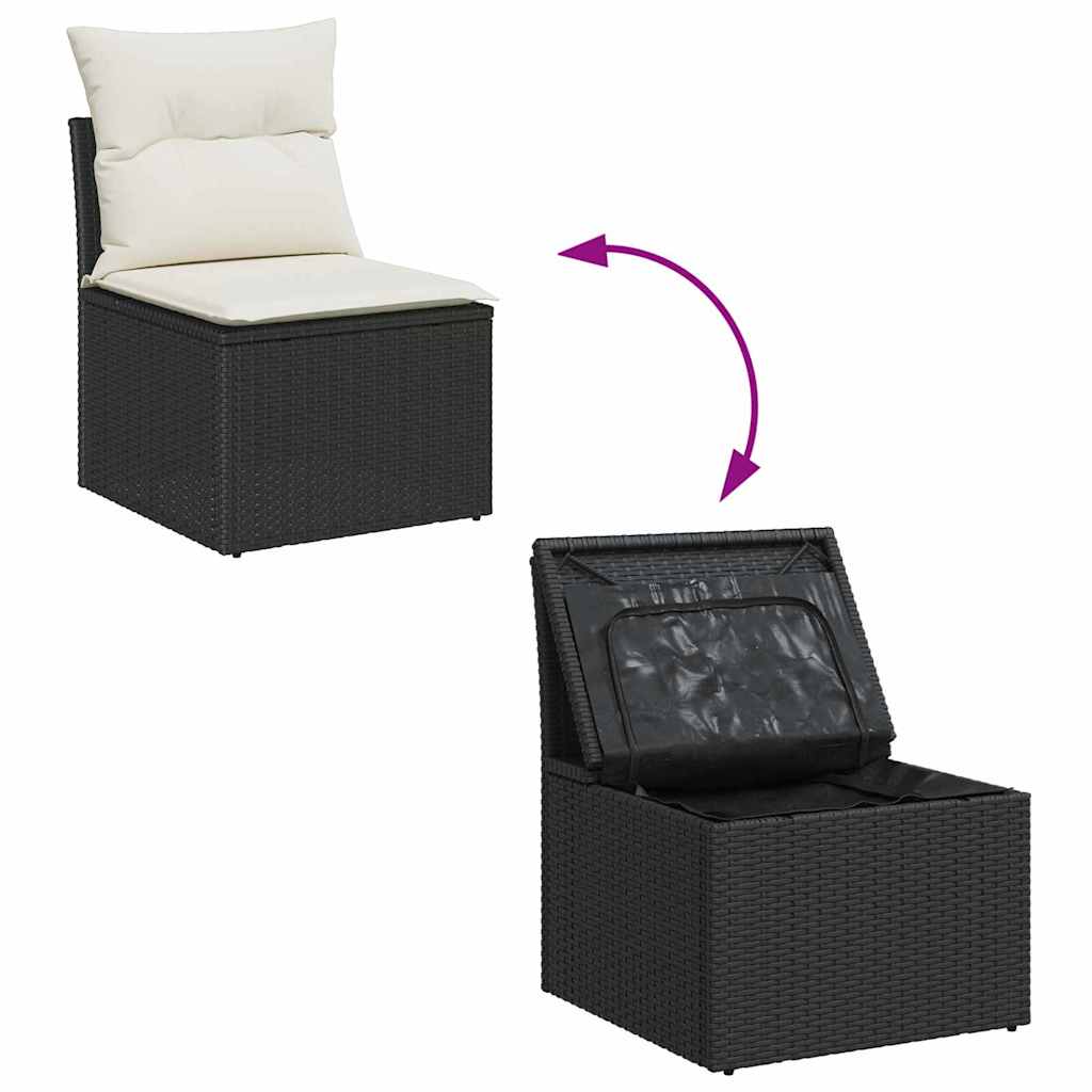 Gartensofa-set mit Kissen 6 pcs Braun und Creme Poly-Rattan