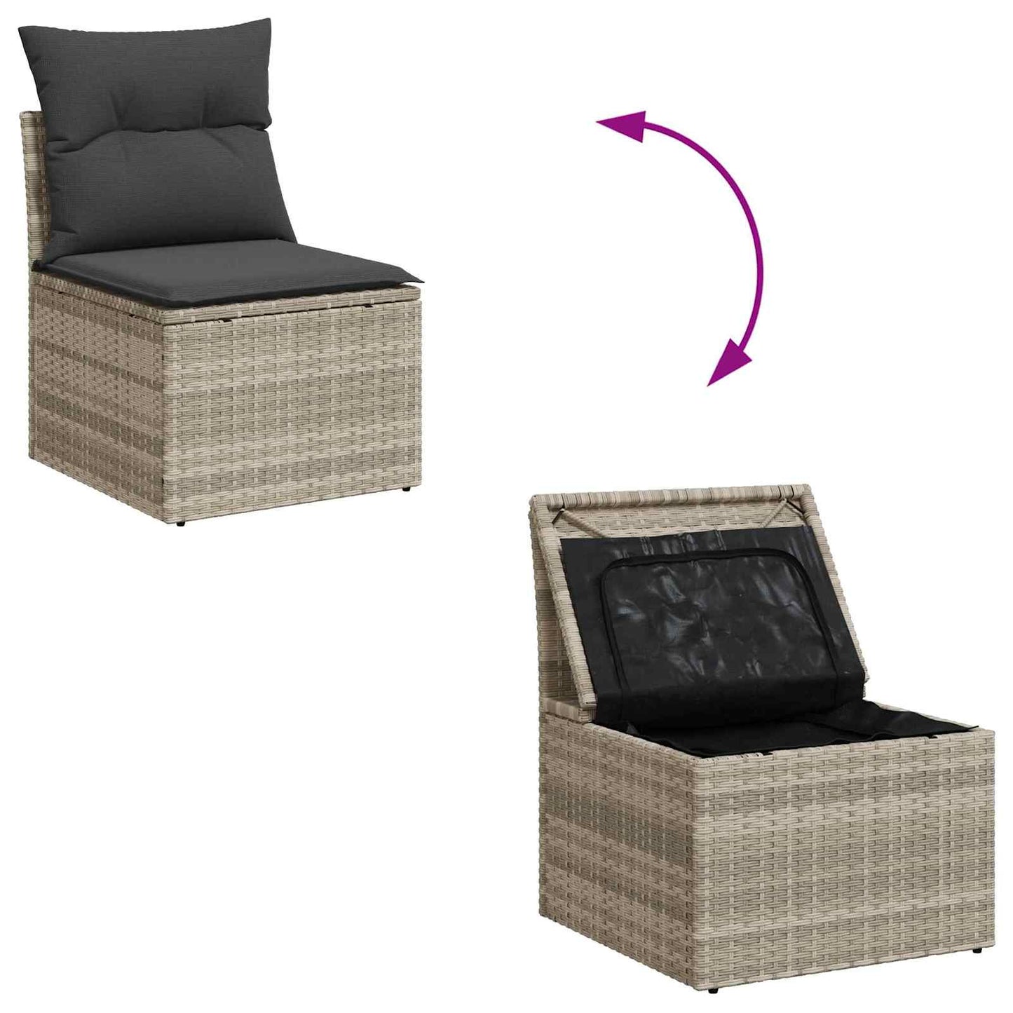 Gartensofa-set mit Kissen 7 pcs Hellgrau Poly-Rattan