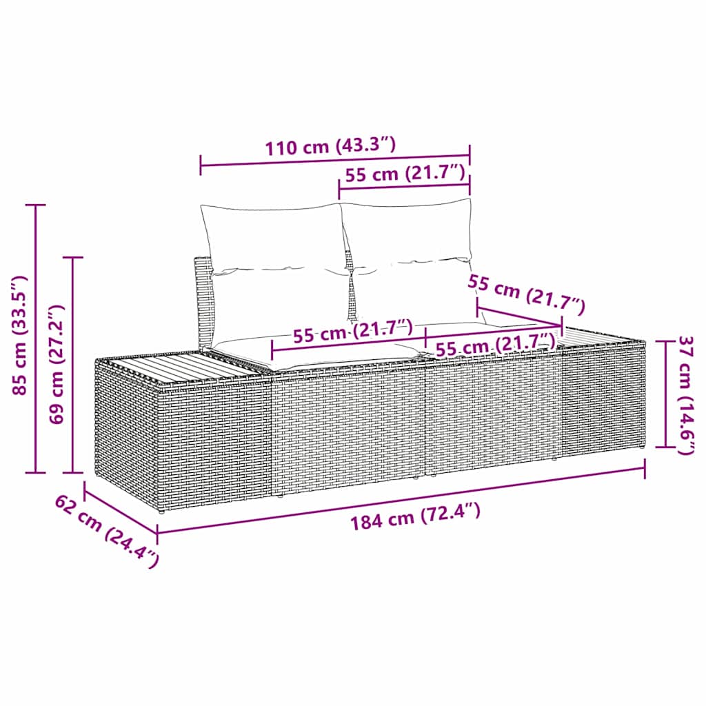 Garten-Sofa-Set 3 pcs Beige und Hellgrau Poly Rattan