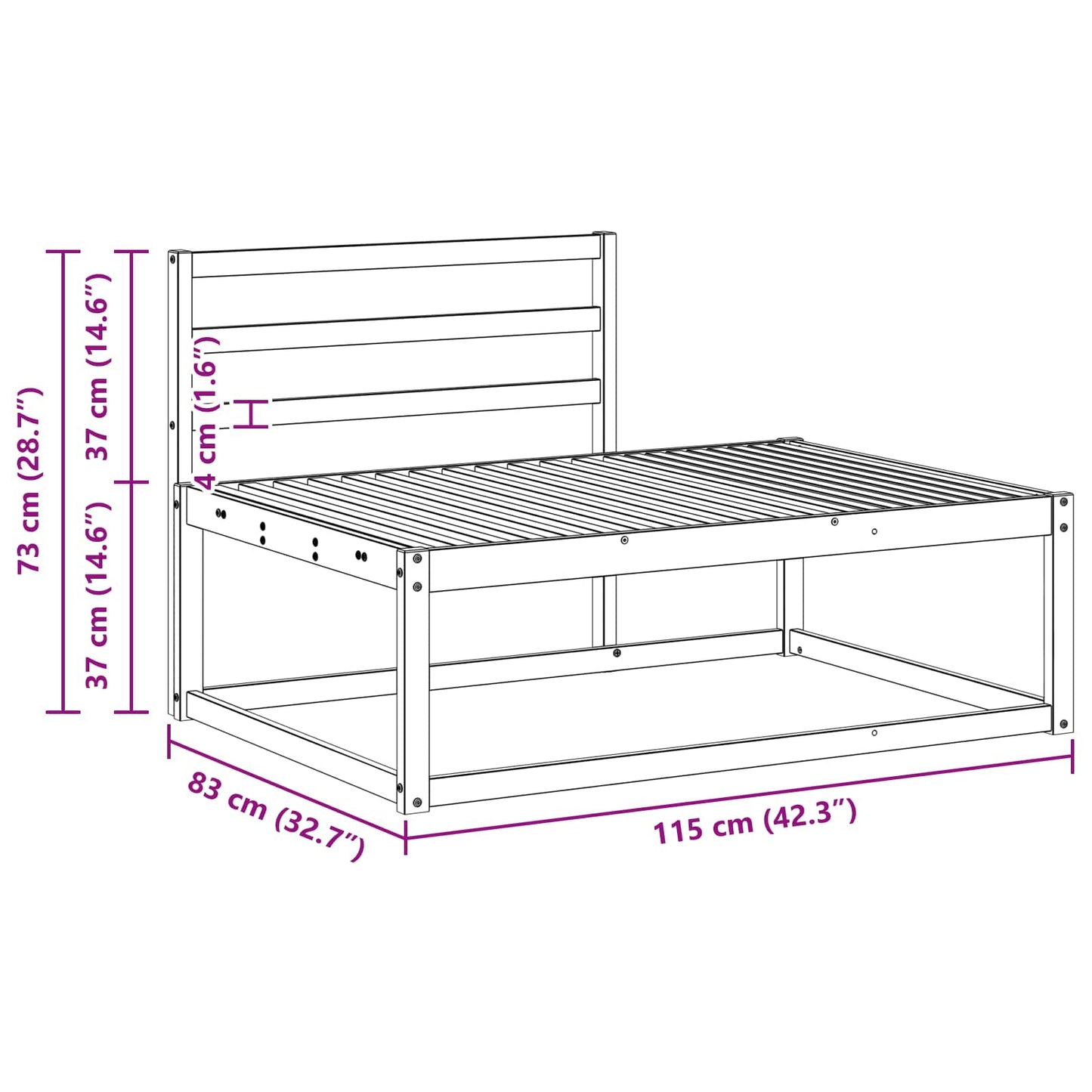 Outdoor-Sofagarnitur Natur Massivholz Akazie