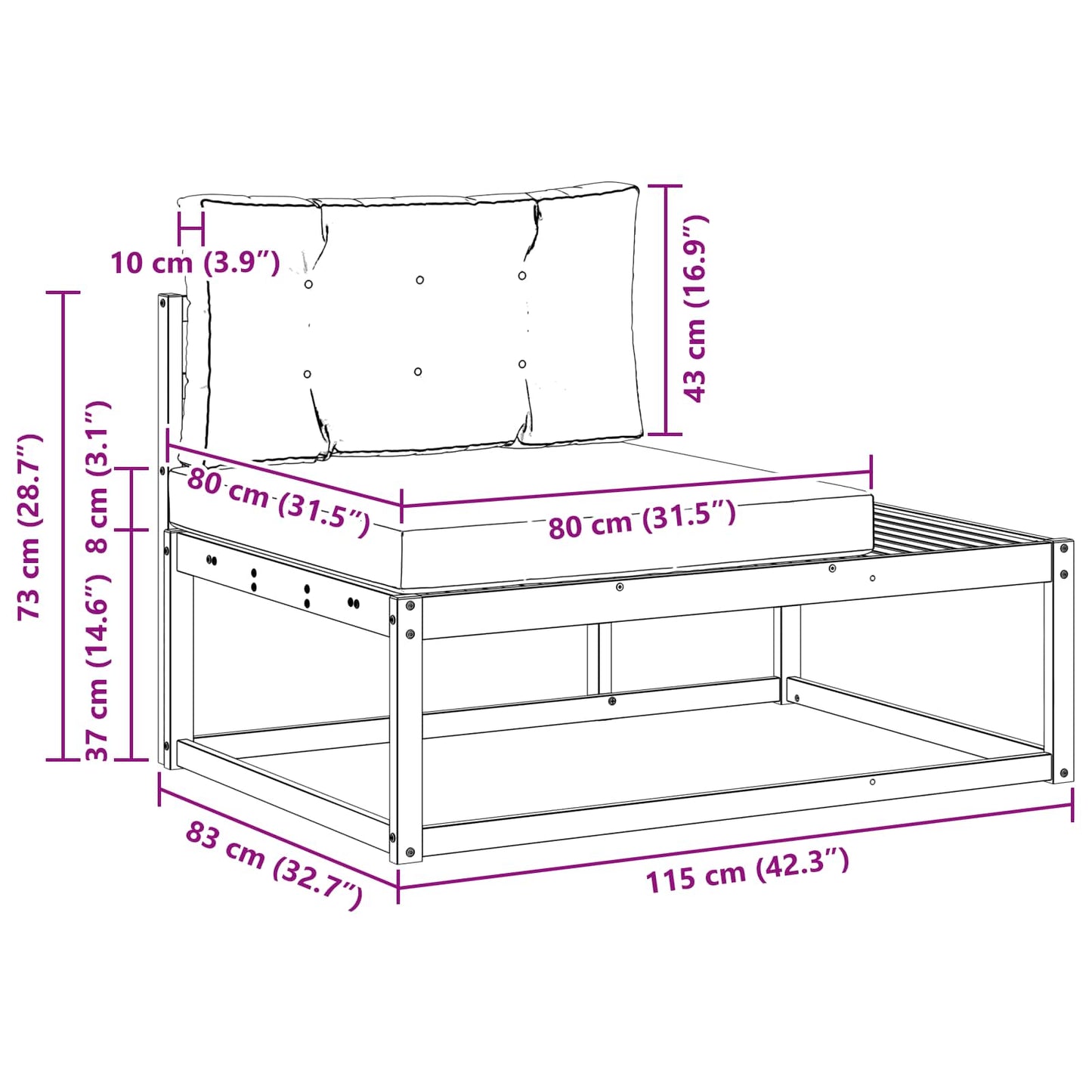Outdoor-Sofagarnitur mit Kissen Natur und Creme