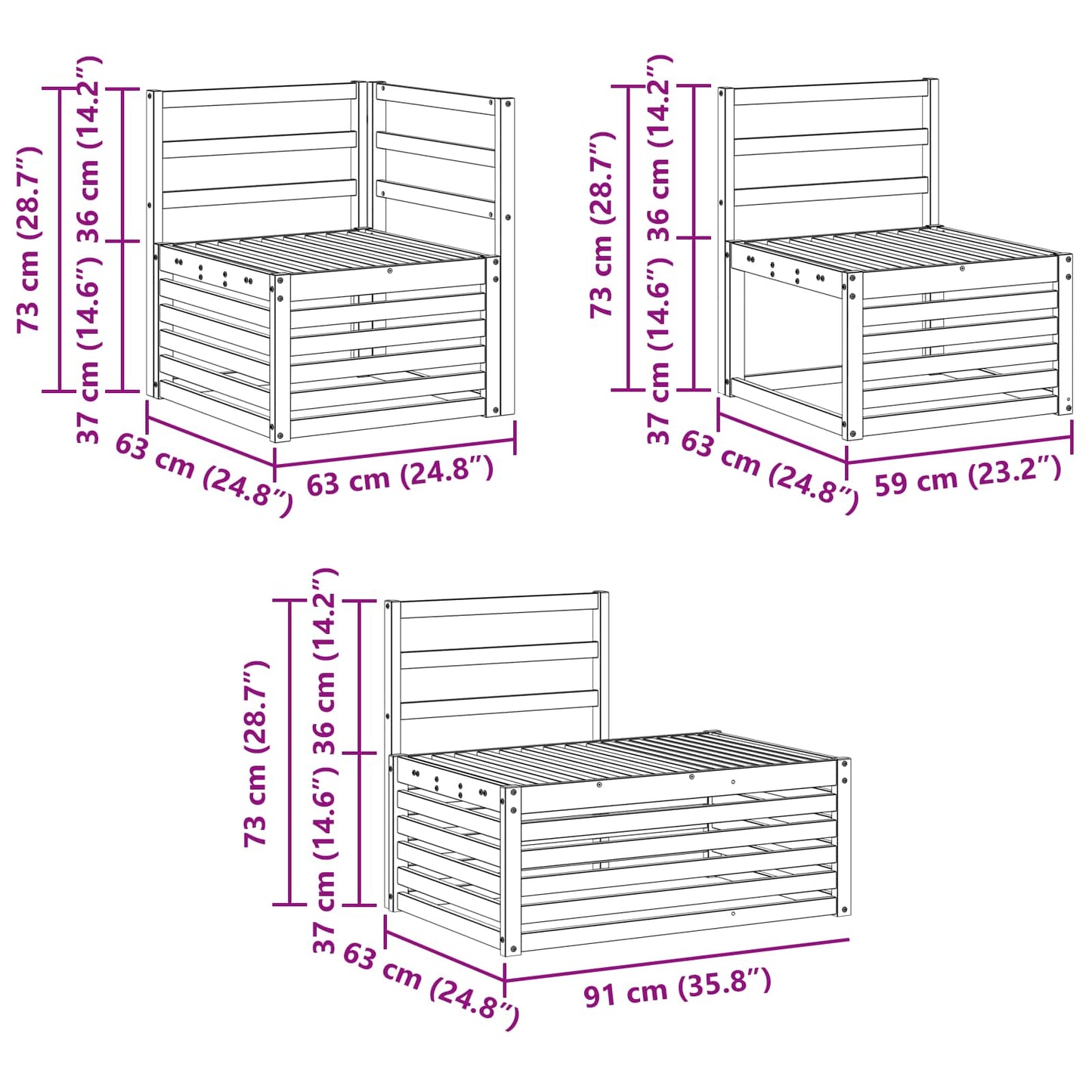 Outdoor-Sofagarnitur Natur 273 x 213,5 x 73 cm