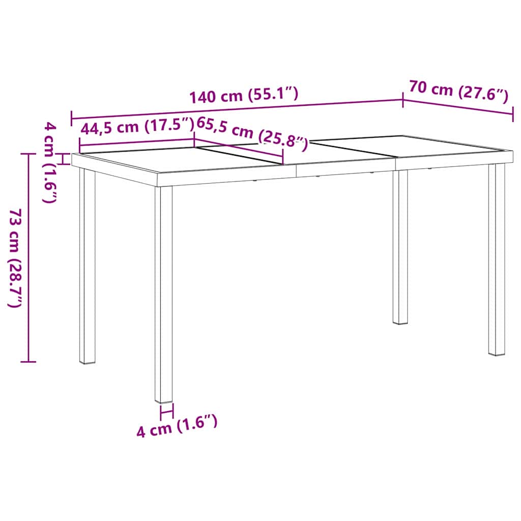 Gartentisch Schwarz 140 x 70 x 73 cm Metall