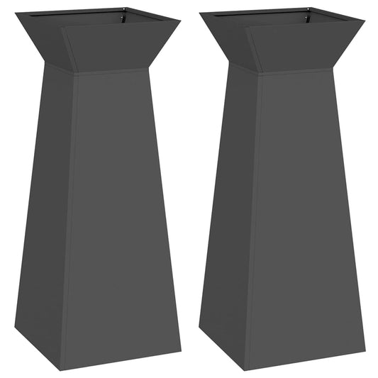 Säulen Pflanzer 2 pcs Schwarz 40 x 40 x 100 cm