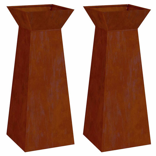 Säulen Pflanzer 2 pcs Silber 40 x 40 x 100 cm Wetterfeststahl