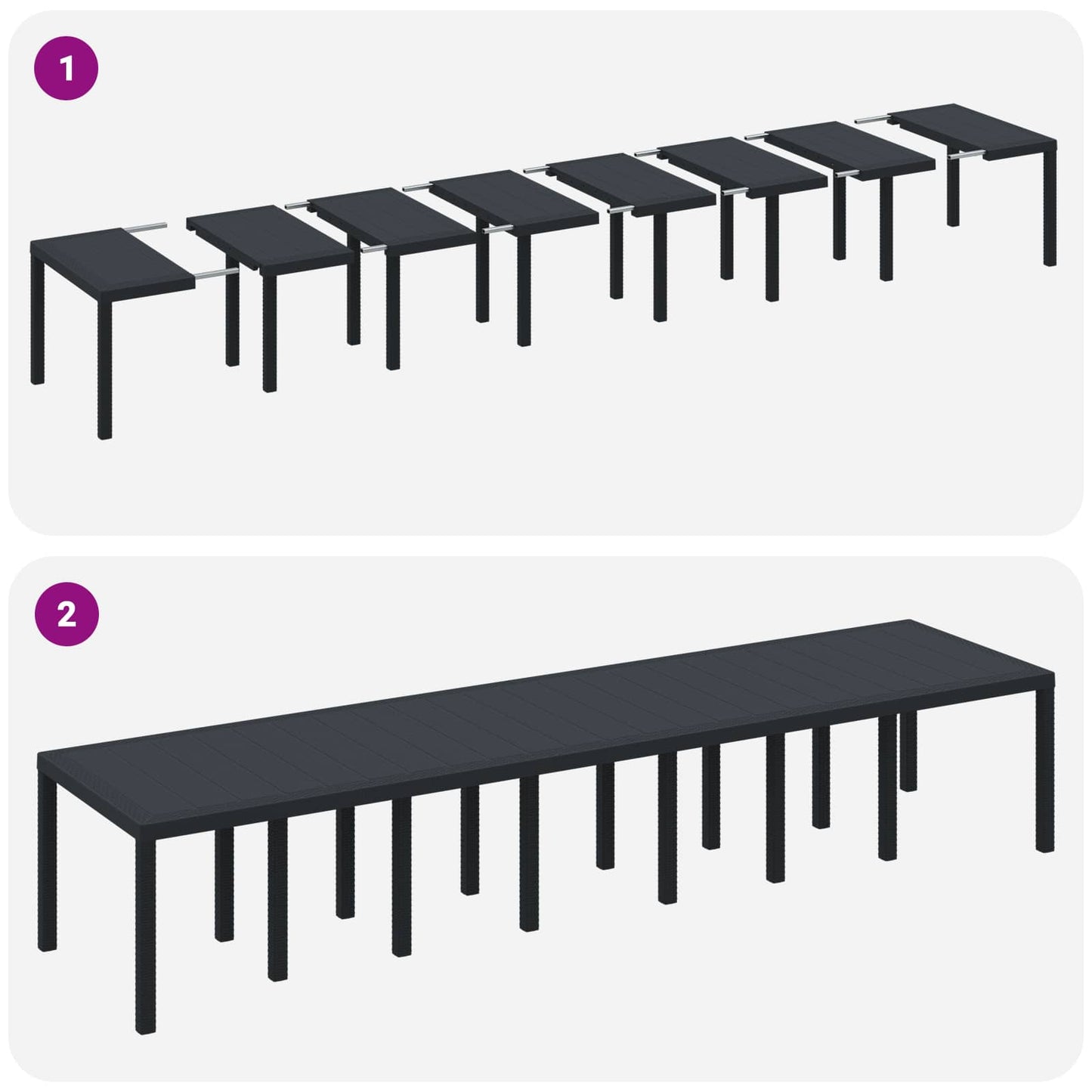 Gartentisch Anthrazit 400 x 100 x 73 cm Poly-Rattan