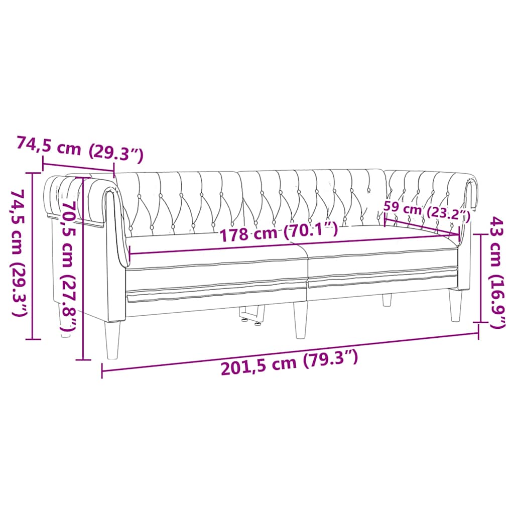 Wohnzimmer Couch 2 pcs Dunkelgrau 201,5 x 74,5 x 74,5 cm Stoff