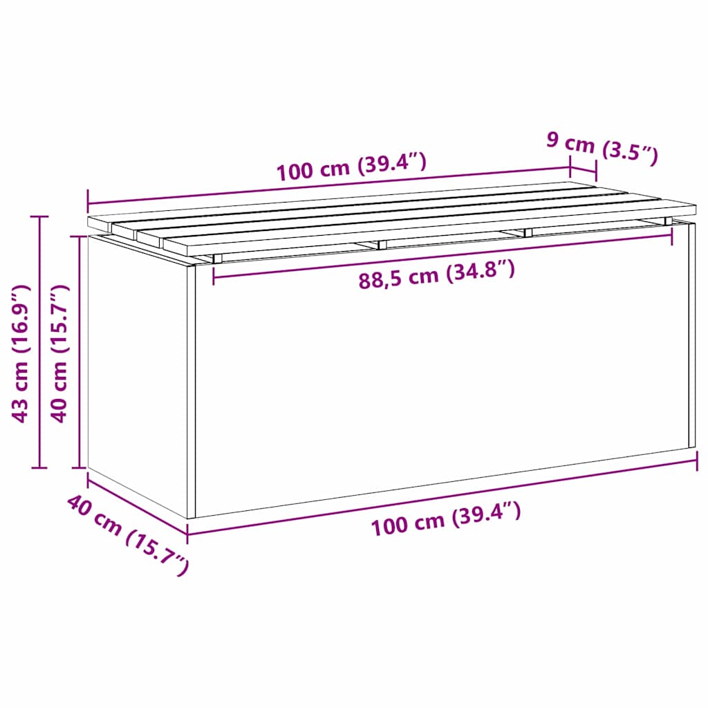 Gartenbank Schwarz 100 x 40 x 43 cm