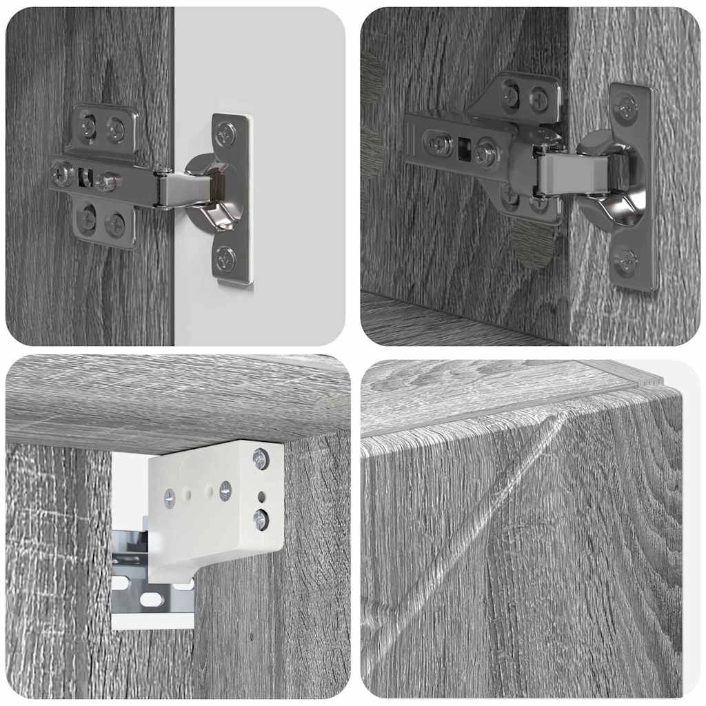 Badezimmermöbel-Set 5 pcs Graues Sonoma Sperrholz und Metall