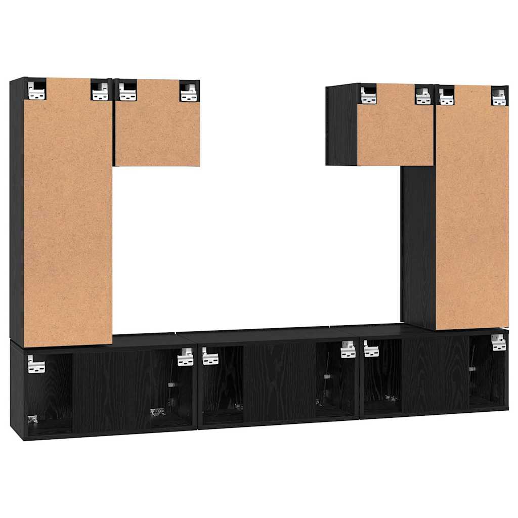 TV-Schrankset 7 pcs Schwarz Eichen-Optik Holzwerkstoff