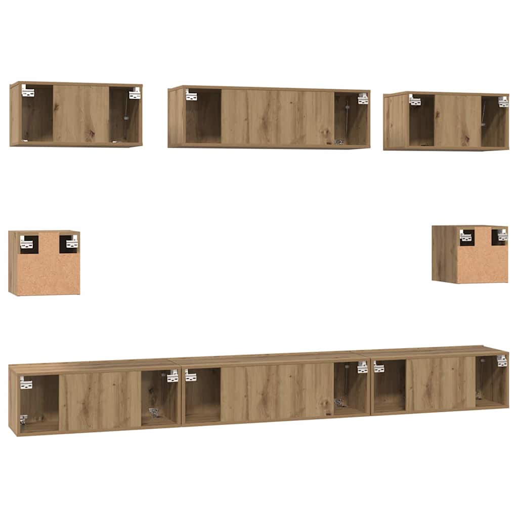 TV-Schrankset Wandmontiert 8 pcs Artisan-Eiche Holzwerkstoff
