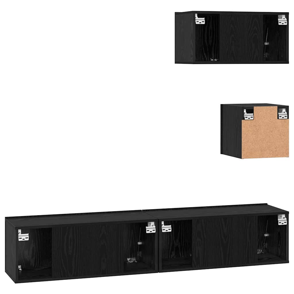 TV-Schrankset 4 pcs Schwarz Eichen-Optik Holzwerkstoff