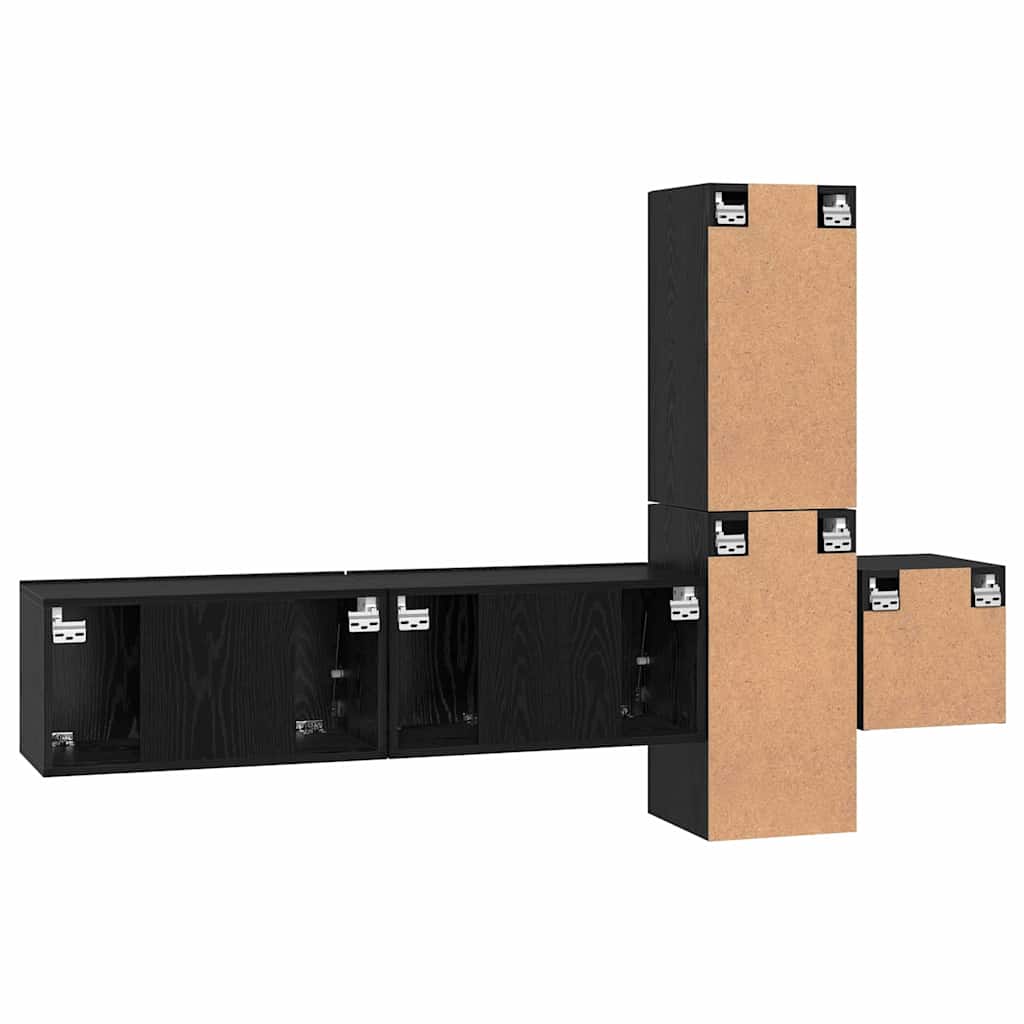 TV-Schrankset 5 pcs Schwarz Eichen-Optik Holzwerkstoff
