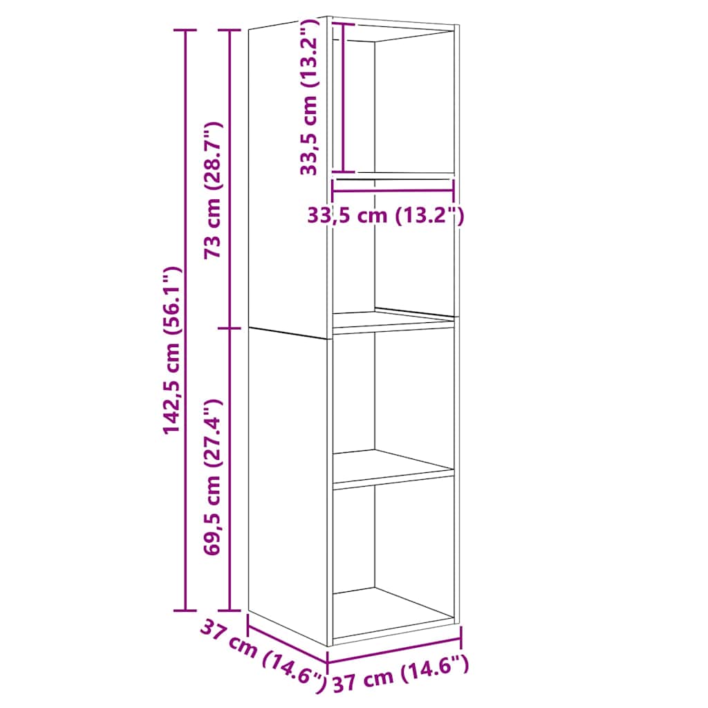 TV-Schrankset 2 pcs Braun 37 x 37 x 142,5 cm Holzwerkstoff