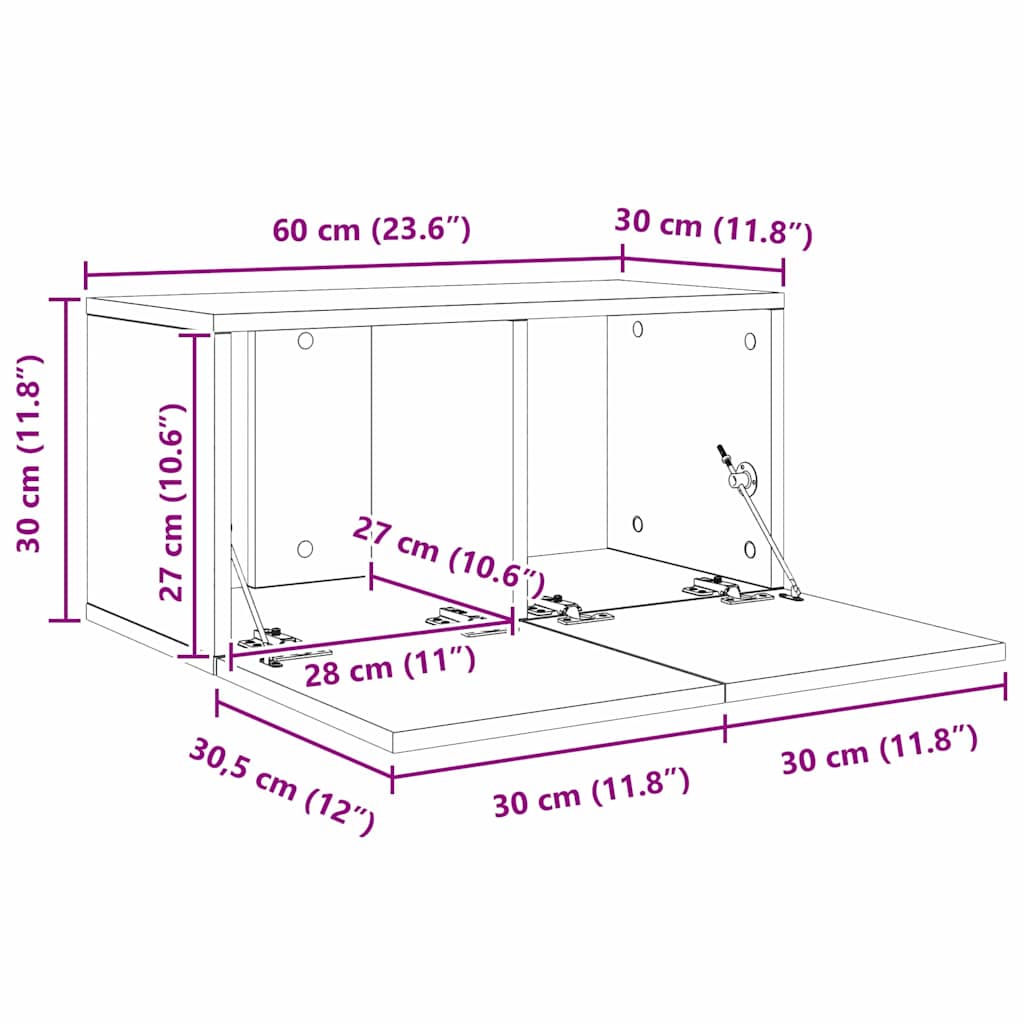 TV-Schrankset 4 pcs Schwarz Eichen-Optik 60 x 30 x 30 cm