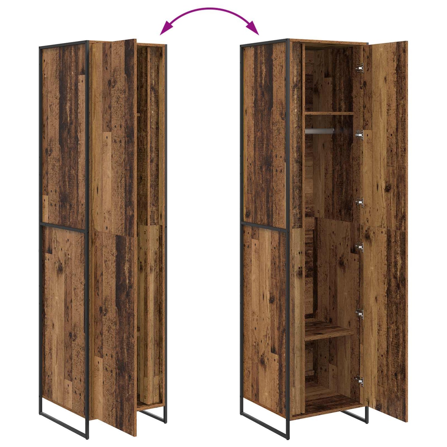Warderobe mit Tür 2 pcs Altholz 50 x 50 x 200 cm Holzwerkstoff