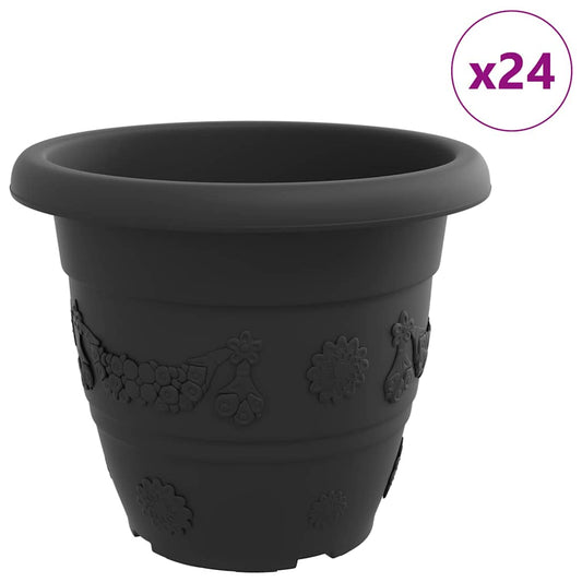 Runder Blumentopf 24 pcs Schwarz Ø 39 x 32 cm Kunststoff