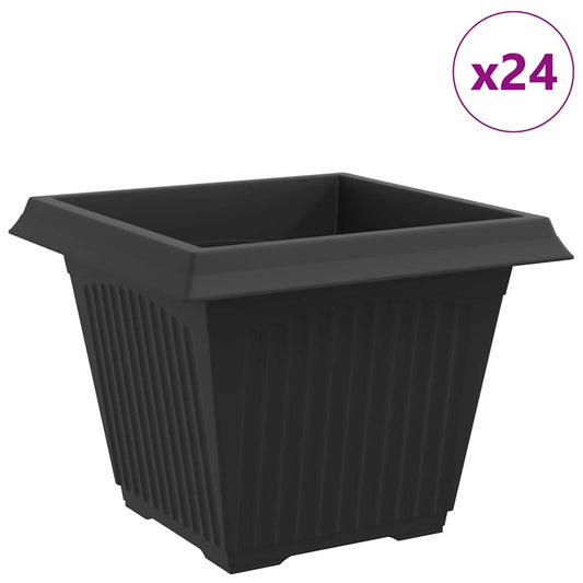 Quadratischer Blumentopf 24 pcs Schwarz 43 x 43 x 33,5 cm