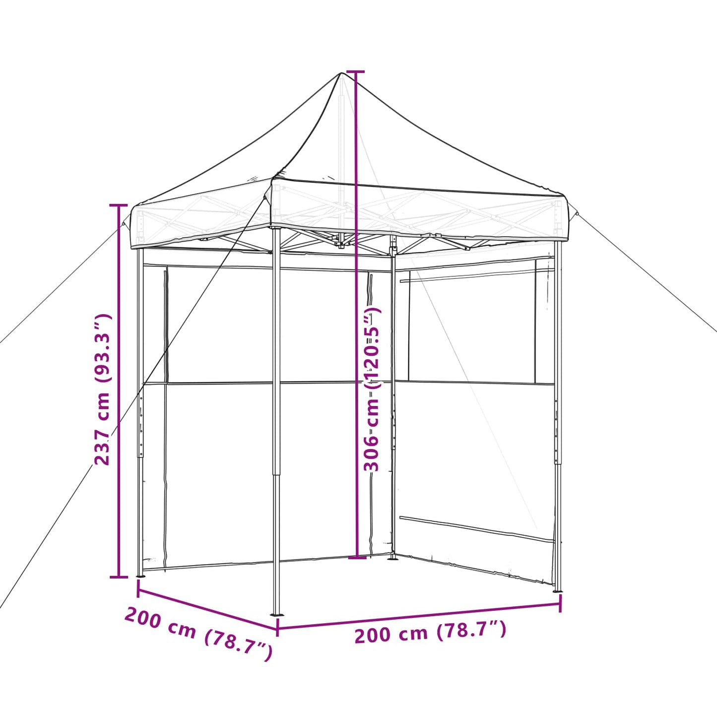 Party-Zelt Bordeauxrot 200 x 200 x 306 cm Oxford-Stoff