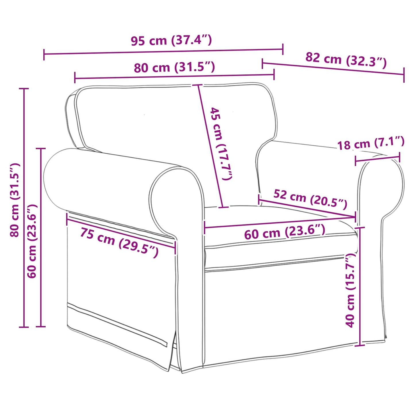 Sofa Hellgrau 95 x 82 x 80 cm Stoff