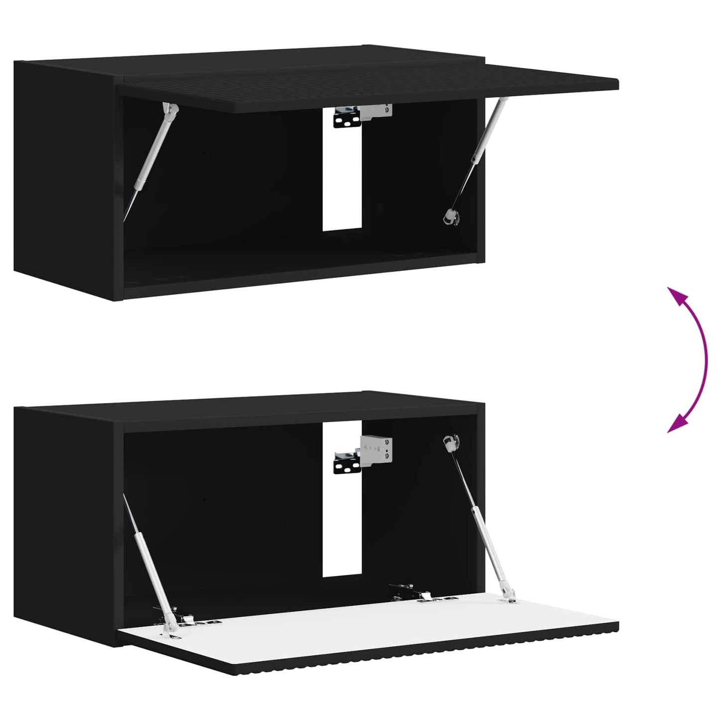 TV-Wandregal-Set Wandmontiert 4 pcs Schwarz Holzwerkstoff