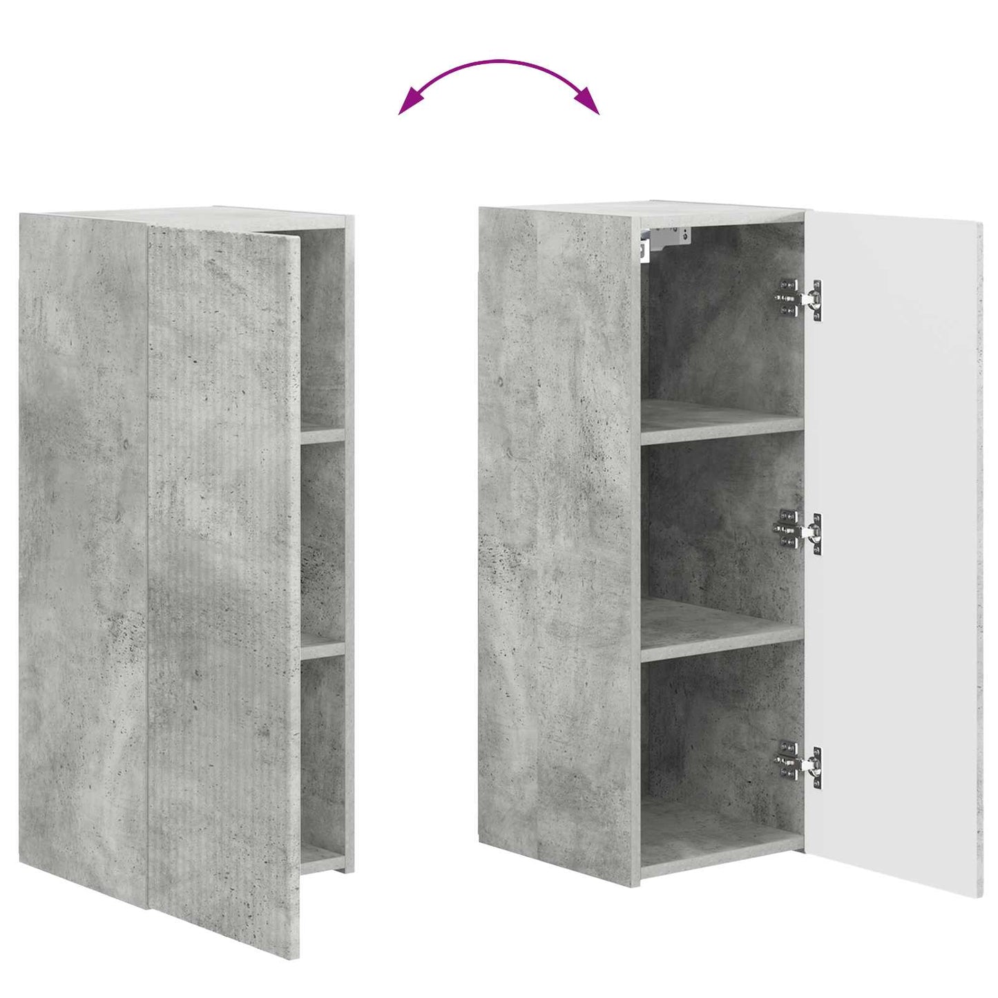 TV-Wandregal-Set Wandmontiert 4 pcs Beton Grau Holzwerkstoff