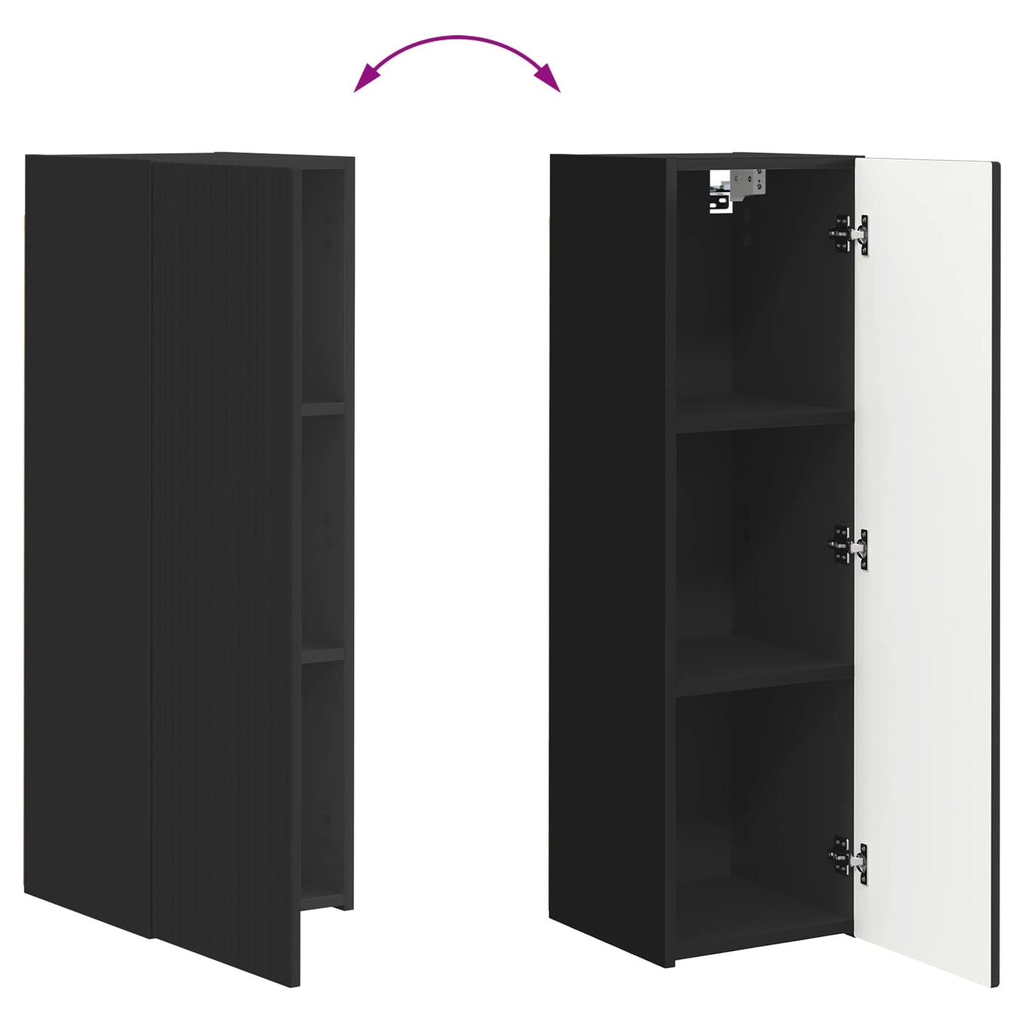 TV-Wandregal-Set Wandmontiert 4 pcs Schwarz Holzwerkstoff