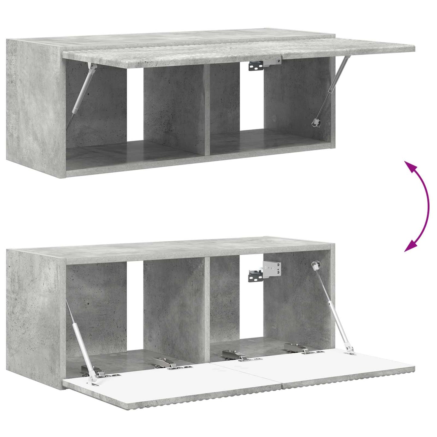 TV-Wandregal-Set Wandmontiert 4 pcs Beton Grau Holzwerkstoff
