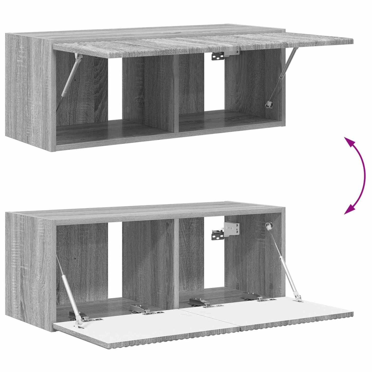 TV-Wandregal-Set Wandmontiert 4 pcs Graues Sonoma Holzwerkstoff