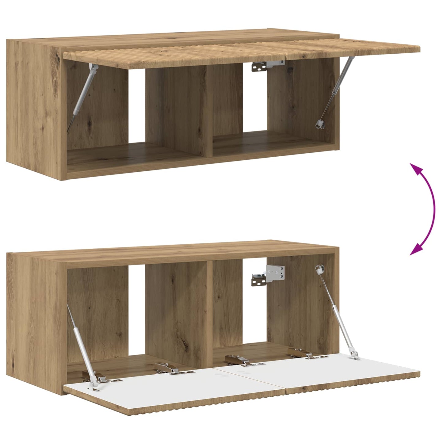 TV-Wandregal-Set Wandmontiert 4 pcs Artisan-Eiche Holzwerkstoff