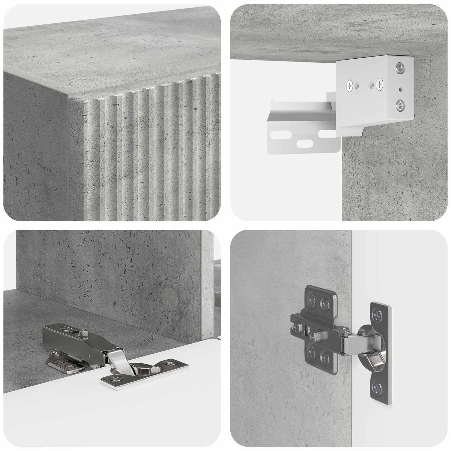TV-Wandregal-Set Wandmontiert 6 pcs Beton Grau