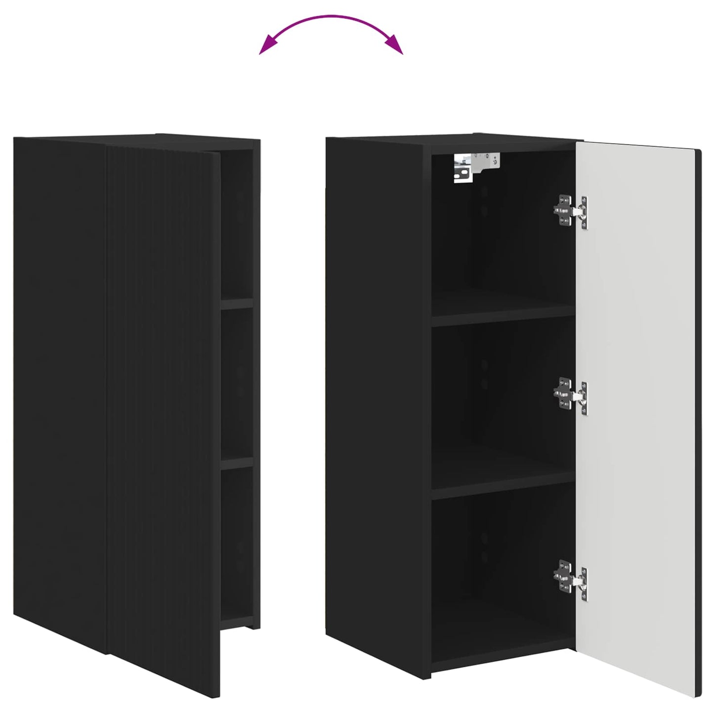 TV-Schrankset Wandmontiert 2 pcs Schwarz Holzwerkstoff