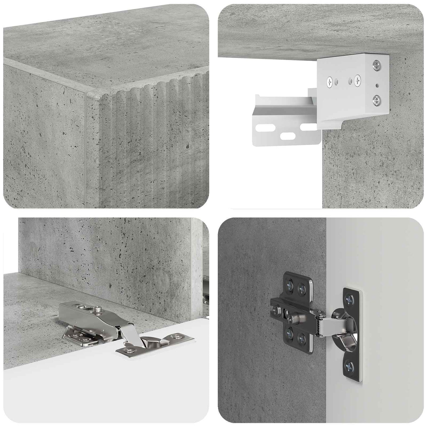 TV-Schrankset Wandmontiert 5 pcs Beton Grau Holzwerkstoff