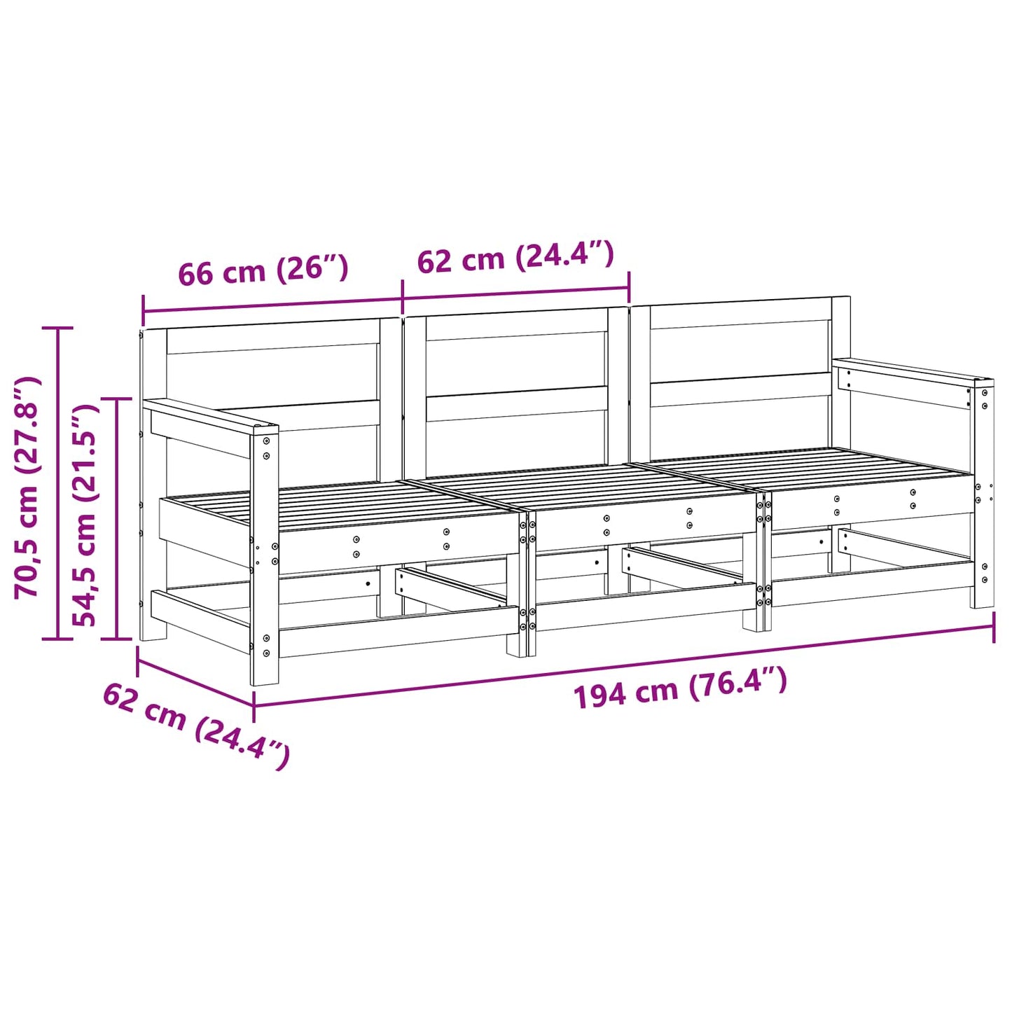 Sectional Sofa Einheiten 3 Stück Wachsbraun
