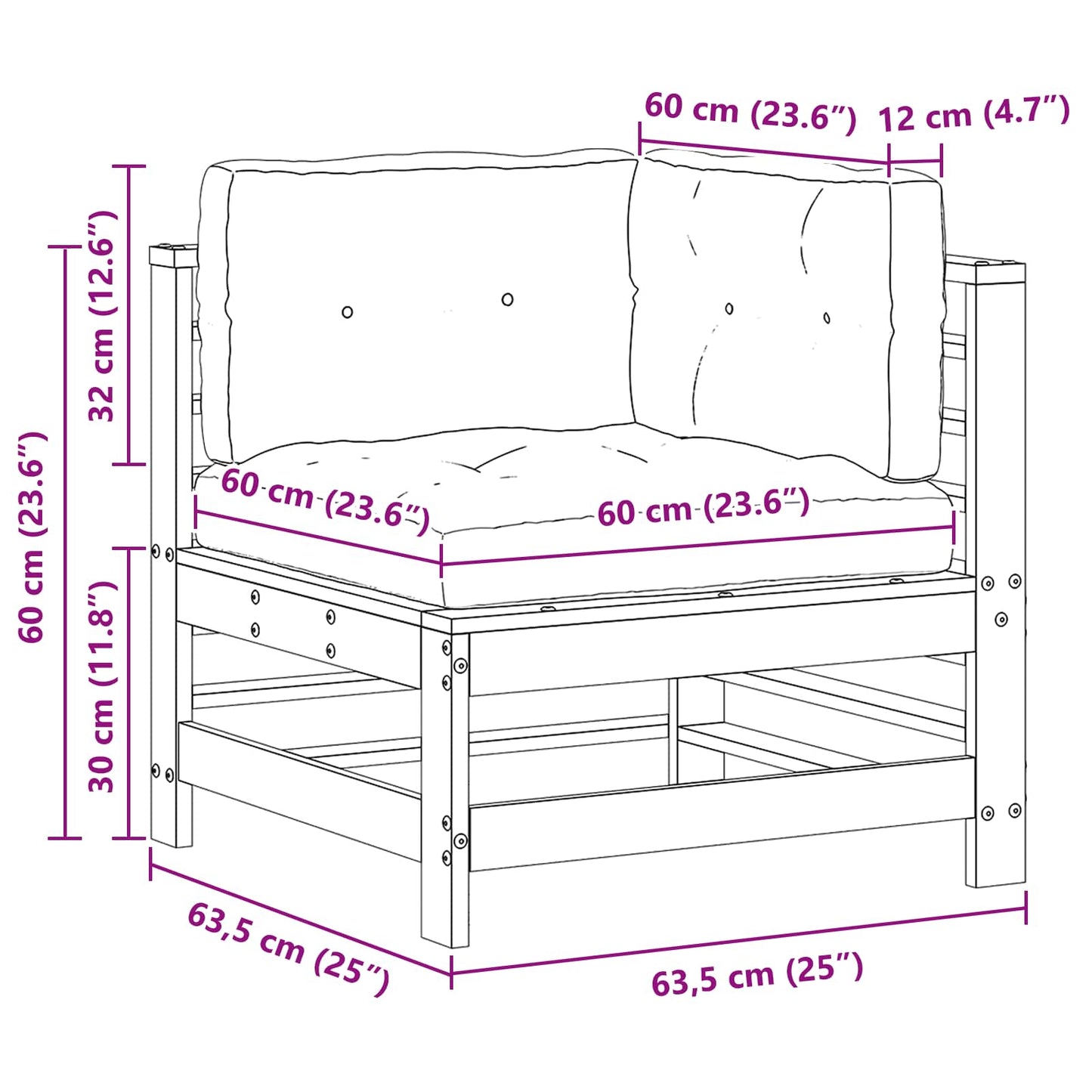 Gartenecksofa Massives Kiefernholz Wachsbraun
