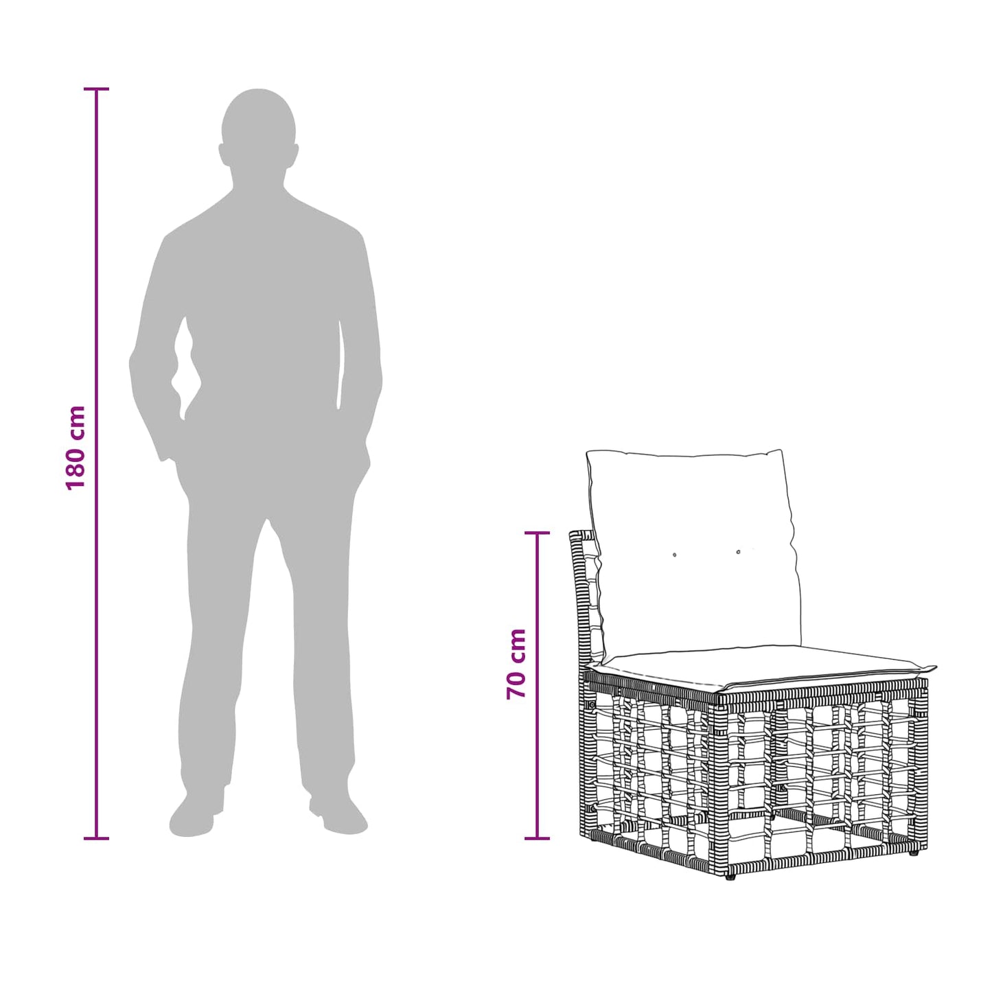 4-Sitzer Garten-Sofa ohne Armlehnen 4 pcs 4-Sitzanzahl Schwarz
