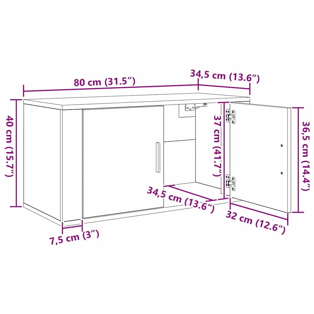Wand-TV-Schrank Set 3 pcs Schwarz Eichen-Optik Holzwerkstoff