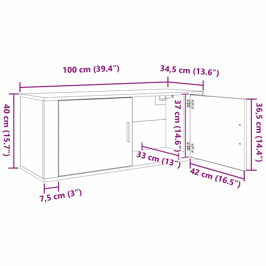 Wand-TV-Schrank Set 3 pcs Schwarz Eichen-Optik Holzwerkstoff