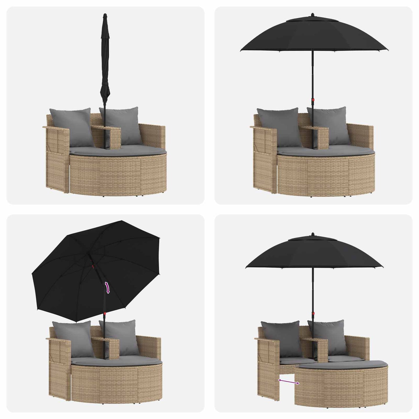 Garten-Sofa mit Kissen 8 pcs Beige und Hellgrau Poly-Rattan
