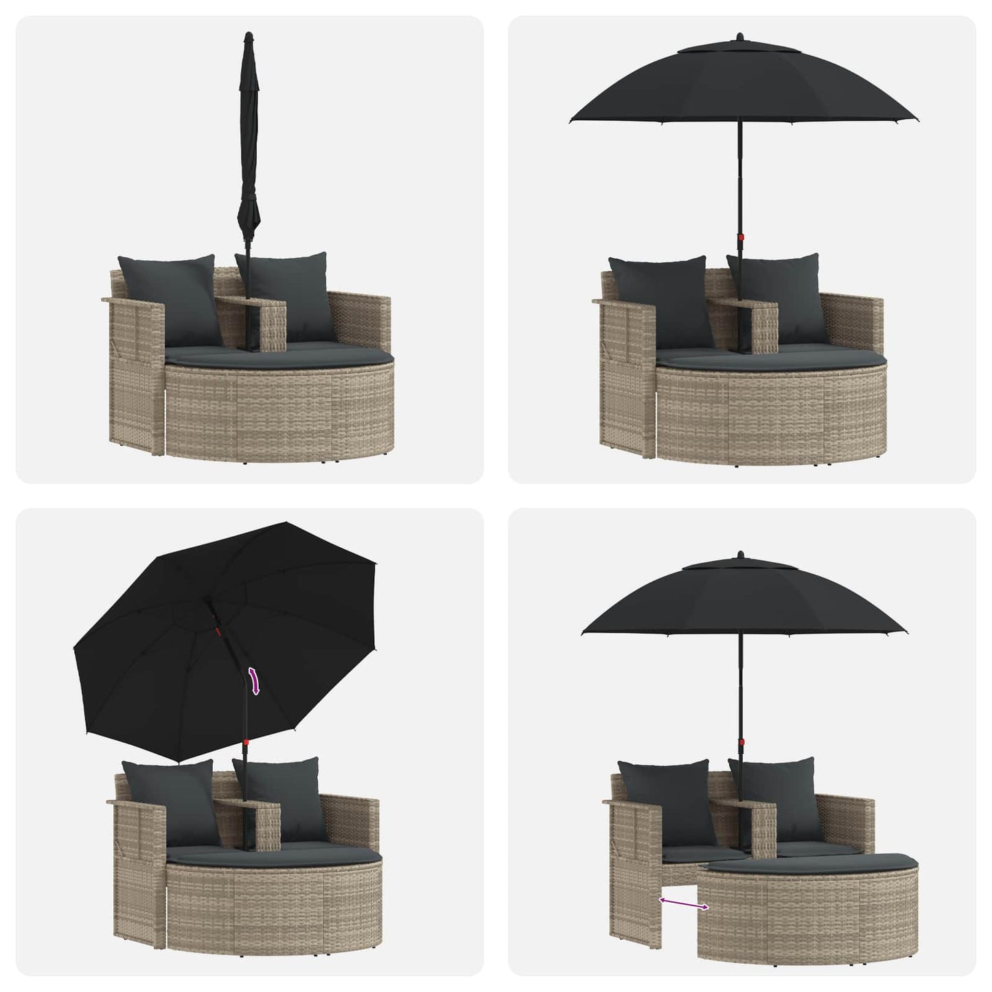 Garten-Sofa 8 pcs Hellgrau und Dunkelgrau Poly-Rattan