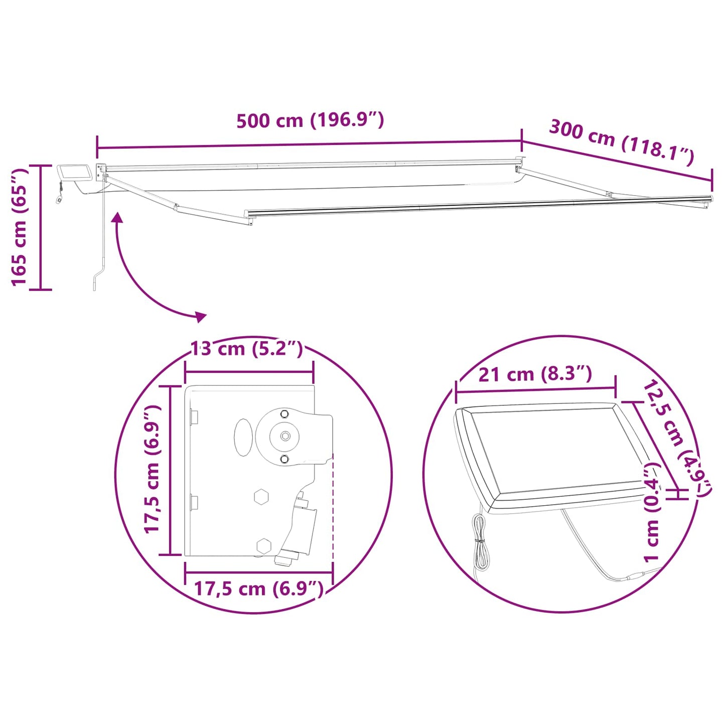 Elektrisches Markisenrahmen Weiß 5 x 3 m Aluminium
