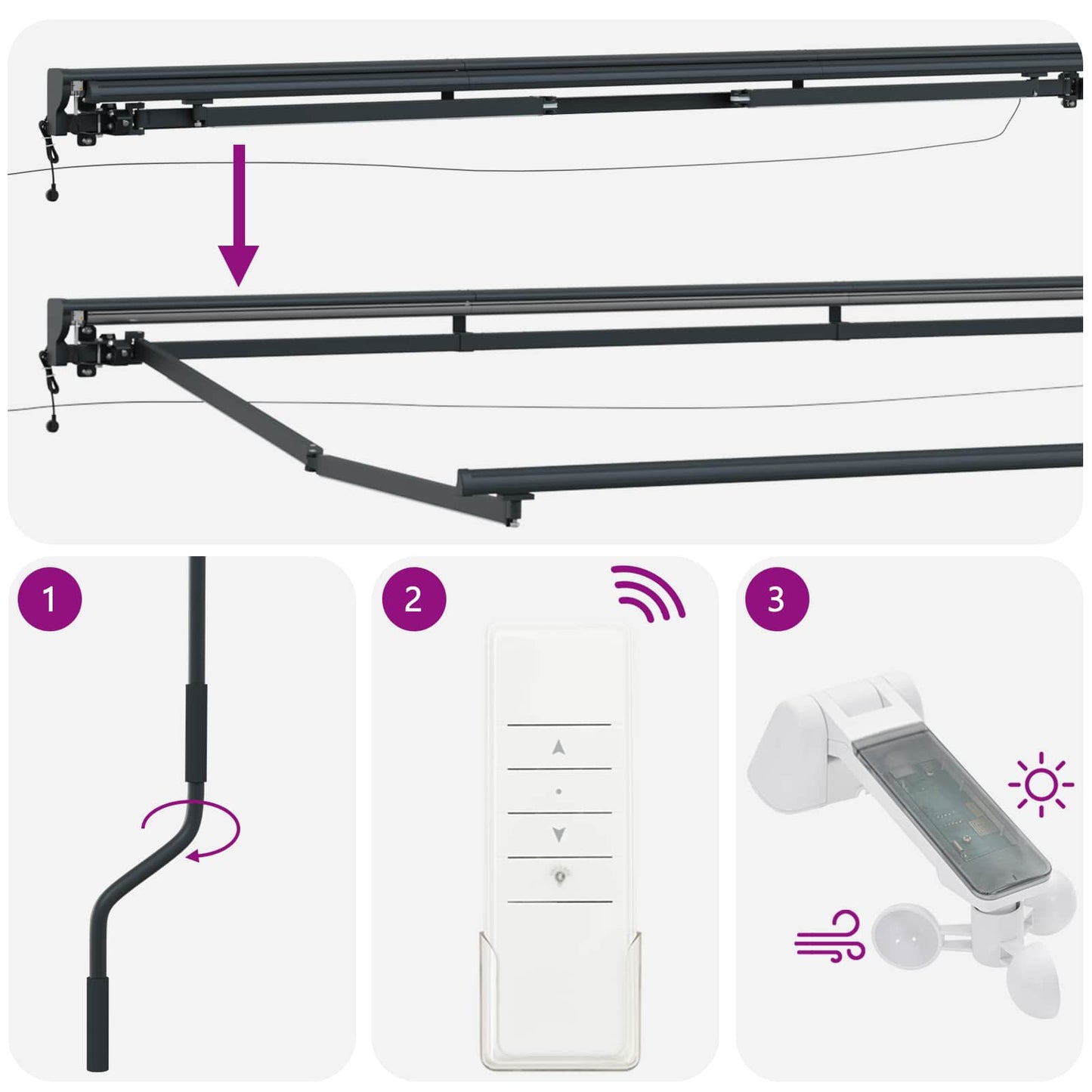 Elektrische Markisenrahmen mit LEDs Anthrazit 4 × 3,5 m