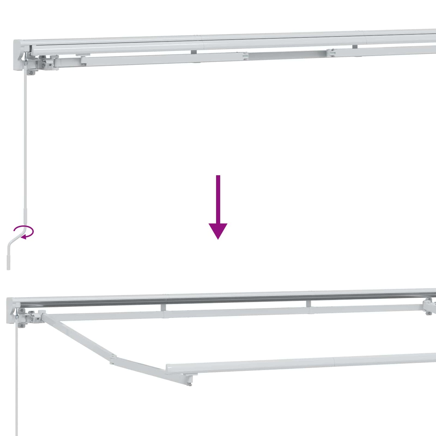 Manueller Markisenrahmen mit LEDs Rot und Weiß 3,5 x 2,5 m